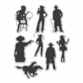 カウボーイ女性のカーボーイシルエットの国の西洋美術 シール (正面)