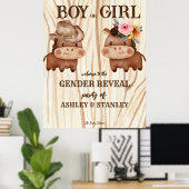 カウボーイ女性のカーボーイジェンダーがパーティー歓迎サインを明らかにする ポスター (ホームオフィス)