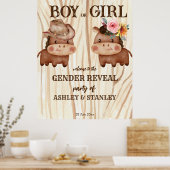 カウボーイ女性のカーボーイジェンダーがパーティー歓迎サインを明らかにする ポスター (キッチン)