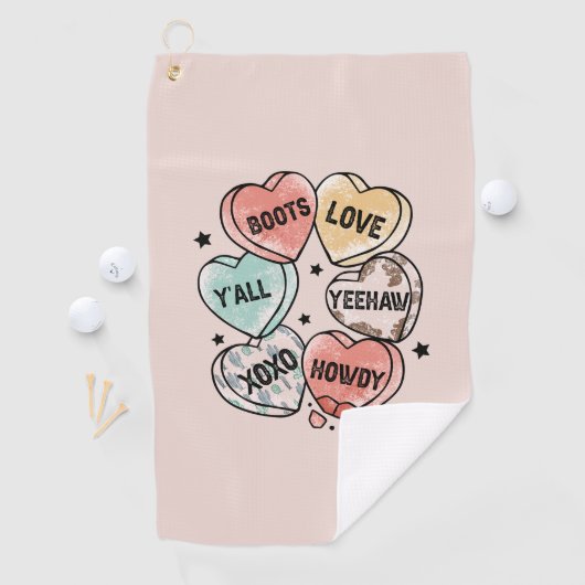 カウボーイ女性のカーボーイテーマハート ゴルフタオル (インサイチュ)