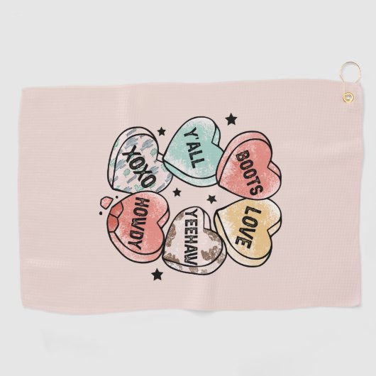 カウボーイ女性のカーボーイテーマハート ゴルフタオル (横)