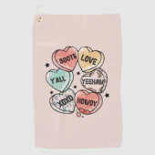 カウボーイ女性のカーボーイテーマハート ゴルフタオル (正面)