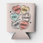 カウボーイ女性のカーボーイテーマハート 缶クーラー (正面)