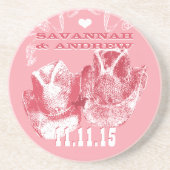 カウボーイ女性のカーボーイハットヴィンテージアニバーセージコースター コースター (正面)