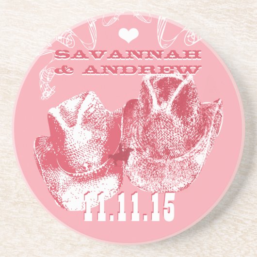 カウボーイ女性のカーボーイハットヴィンテージアニバーセージコースター コースター (正面)