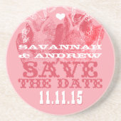 カウボーイ女性のカーボーイハットヴィンテージ日付のギフトを保存 コースター (正面)