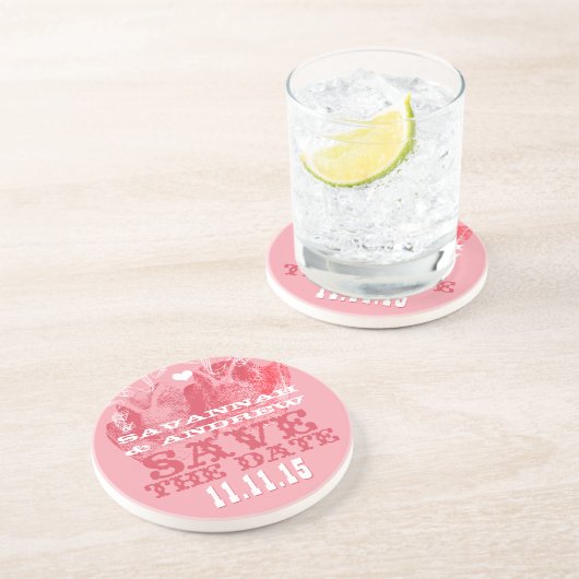 カウボーイ女性のカーボーイハットヴィンテージ日付のギフトを保存 コースター (側面)