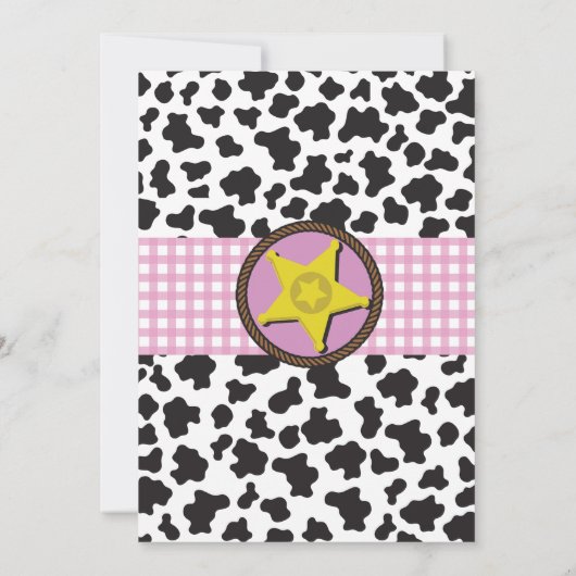 カウボーイ女性のカーボーイバースデーパーティーカウガールピンク招待状 招待状 (裏面)