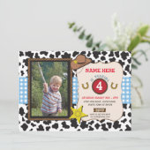 カウボーイ女性のカーボーイフォトバースデーパーティーシェリフ招待状 招待状 (スタンド正面)