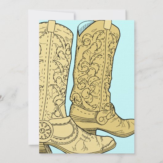 カウボーイ女性のカーボーイブーツウェスタン結婚ズ 招待状 (裏面)
