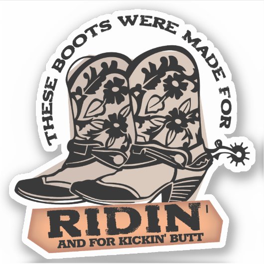 カウボーイ女性のカーボーイブーツ乗馬キックお尻 シール (正面)