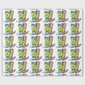 カウボーイ女性のカーボーイブーツ西ひまわりロデオ ラッピングペーパー (フラット)