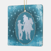 カウボーイ女性のカーボーイホースロマンチックなクリスマス セラミックオーナメント (左)