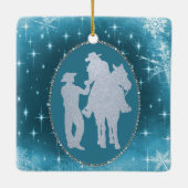 カウボーイ女性のカーボーイホースロマンチックなクリスマス セラミックオーナメント (裏面)
