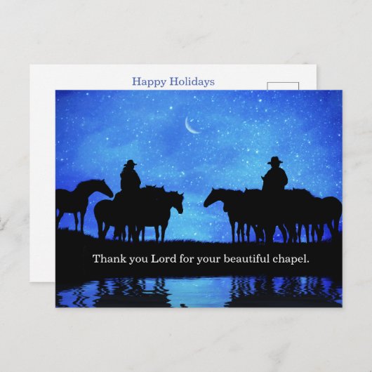 カウボーイ女性のカーボーイラングラーズアンドホースホリデイ シーズンポストカード (正面/裏面)