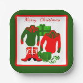 カウボーイ女性のカーボーイロデオウェスタンシャツアンドブーツ ペーパープレート (正面)