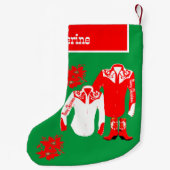 カウボーイ女性のカーボーイロデオウェスタンメリーシャツ スモールクリスマスストッキング (裏面)