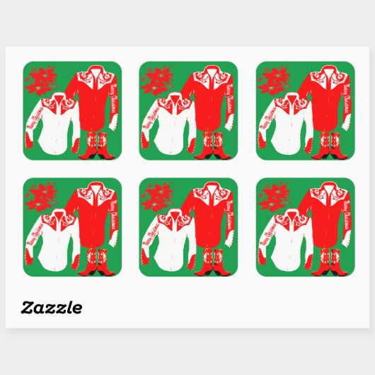 カウボーイ女性のカーボーイロデオウエスタンシャツクリスメリーム スクエアシール (シート)