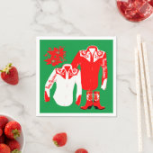 カウボーイ女性のカーボーイロデオウエスタンシャツクリスメリーム スタンダードカクテルナプキン (インサイチュ)