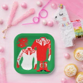 カウボーイ女性のカーボーイロデオウエスタンシャツクリスメリーム ペーパープレート (パーティー)