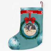 カウボーイ女性のカーボーイローピングブルーカスタムストッキング スモールクリスマスストッキング (裏面)