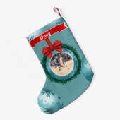 カウボーイ女性のカーボーイローピングブルーカスタムストッキング スモールクリスマスストッキング (裏面 (吊り時))