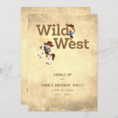 カウボーイ女性のカーボーイワイルドウェストカスタムバースデーパーティー 招待状 (正面/裏面)