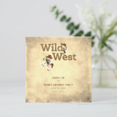 カウボーイ女性のカーボーイワイルドウエストチャイルドバースデーパーティー 招待状 (スタンド正面)