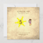 カウボーイ女性のカーボーイワイルドウエストチャイルドバースデーパーティー 招待状 (裏面)