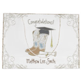 カウボーイ女性のカーボーイ卒業カントリーウェスタンパーティー ラージペーパーバッグ (裏面)