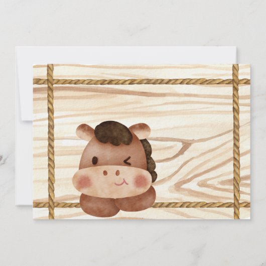 カウボーイ女性のカーボーイ性別パーティーかわいいベビー馬を明かす 招待状 (裏面)