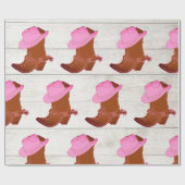 カウボーイ女性のカーボーイ素朴ピンク ラッピングペーパー (フラット)