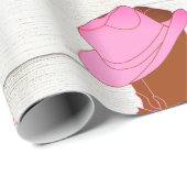 カウボーイ女性のカーボーイ素朴ピンク ラッピングペーパー (ロールコーナー)