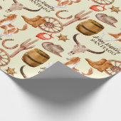 カウボーイ女性のカーボーイ西パーソナライズされた馬名 ラッピングペーパー (角)