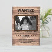 カウボーイ女性のカーボーイ誕生日パーティー指名手配ポスター招待状 招待状 (スタンド正面)