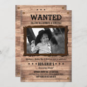 カウボーイ女性のカーボーイ誕生日パーティー指名手配ポスター招待状 招待状 (正面/裏面)