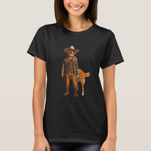 カウボーイ好きな犬好きのための面白グッズ Tシャツ (正面)