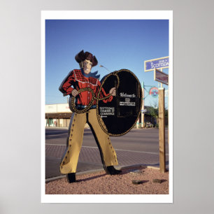 カウボーイ姿サイン歓迎観光客Scottsdal ポスター