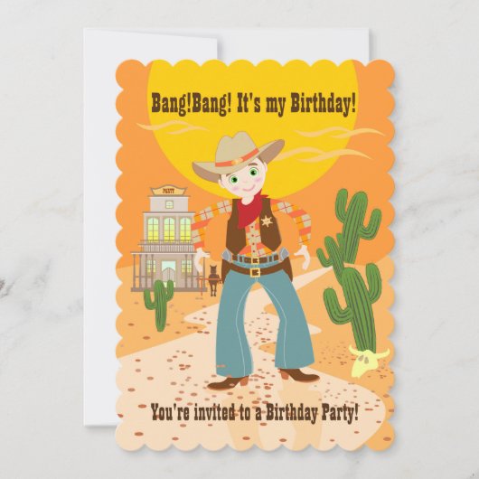 カウボーイ子供の誕生日パーティーの招待 招待状 (正面)