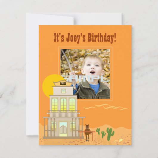 カウボーイ子供の誕生日パーティーの招待 招待状 (正面)