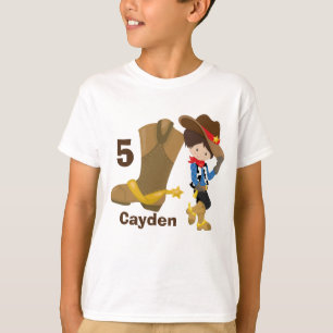 カウボーイ子供の誕生日パーティーモノグラムリトルボーイ Tシャツ