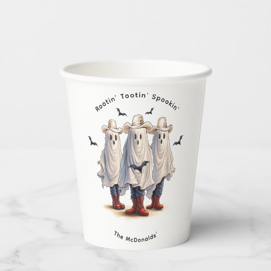 カウボーイ幽霊スおもしろいウェスタンハローウィンパーティ 紙コップ (裏面)