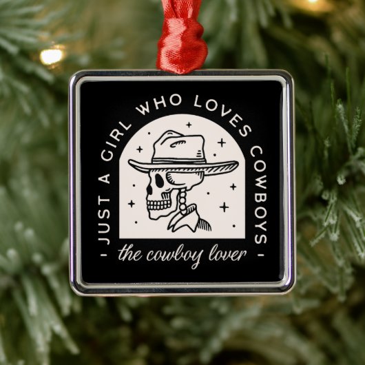 カウボーイ愛好家ウエスタンダークロマンスブラック メタルオーナメント (ツリー)
