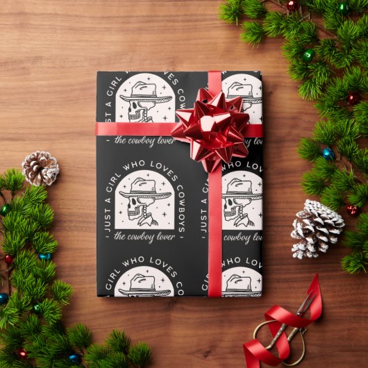 カウボーイ愛好家ウエスタンダークロマンスブラック ラッピングペーパー (クリスマスギフト)