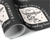 カウボーイ愛好家ウエスタンダークロマンスブラック ラッピングペーパー (ロールコーナー)