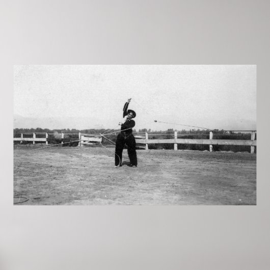 カウボーイ投げ縄の技術を練習 ポスター (正面)