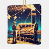 カウボーイ料理オンザバーベキューピットクリスマス セラミックオーナメント (左)