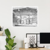 カウボーイ服を着た子供のdude ranch写真 ポスター (ホームオフィス)