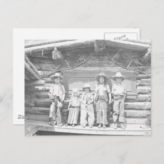 カウボーイ服を着た子供のdude ranch写真 ポストカード (正面/裏面)