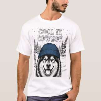 カウボーイ気取りの気を引き締めて 北方系犬種 メンズTシャツ Tシャツ